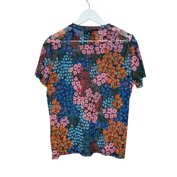 Johnny Was Eleanor Mesh Short Sleeve Astrid Floral Tee Shirt Top Size XL - Picture 9 of 11